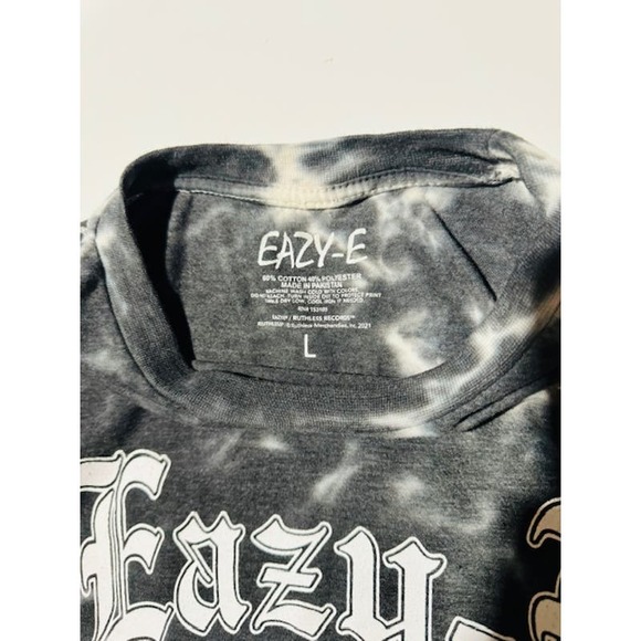 Easy-E Bl Wh Tie Dye Tshirt Hip Hop NWA Ruthless Records Compton Rap Size L - Picture 3 of 4
